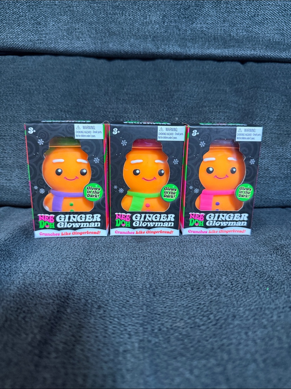 NeeDoh ULTRA RARE Ginger Glowman Squishmas Toy Orange with Pink, Green & Purple - Picture 10 of 10